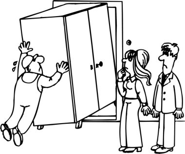 Beyaz arkaplanda yükleyici ve büyük gardırop