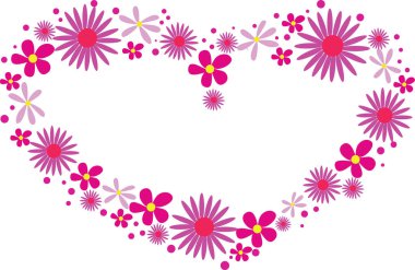 kalp üzerinde beyaz izole çiçek