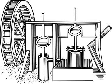 Bir ahşap değirmenin vektör çizimi