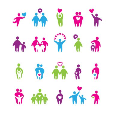 Aile Icons set. Vektör çizim