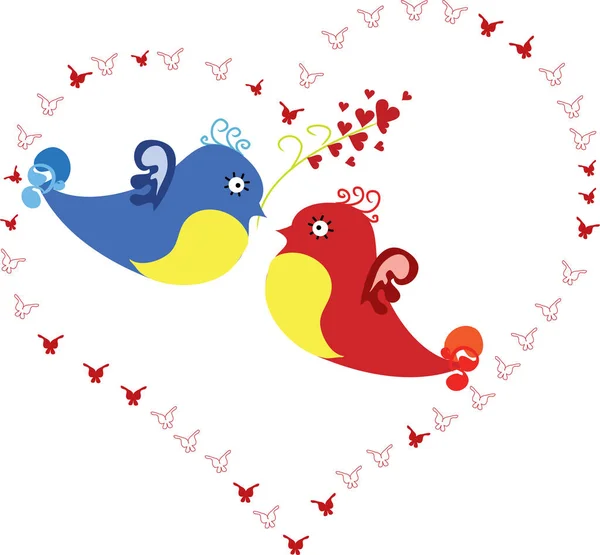 Vektor Illustration Med Två Fåglar Älskar Fåglar — Stock vektor