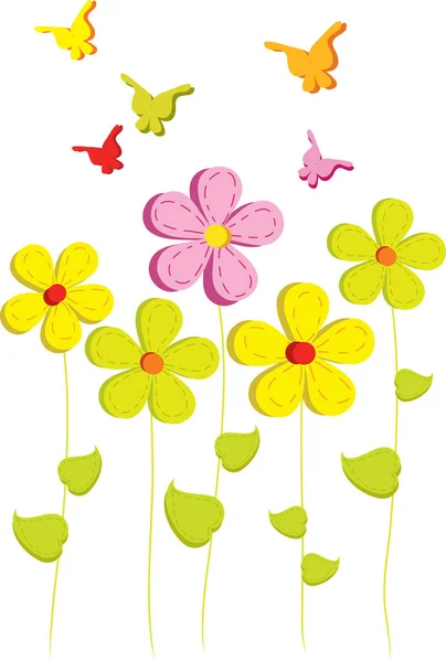 白色背景的五彩缤纷的春花插图 — 图库矢量图片