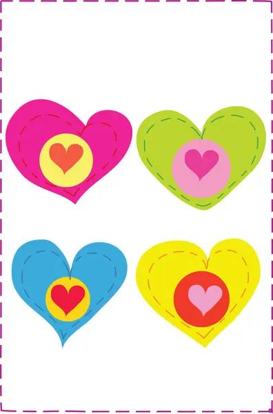 Ensemble Icônes Coeur Colorées — Image vectorielle