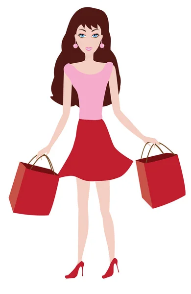 Κορίτσι Τσάντες Για Ψώνια — Διανυσματικό Αρχείο