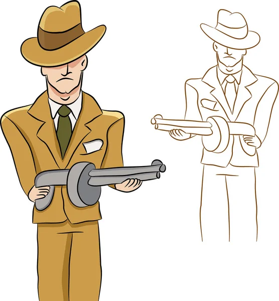 Homem Dos Desenhos Animados Com Arma — Vetor de Stock