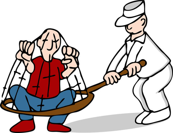 Изображение сумасшедшего, захваченного работником санатория
.