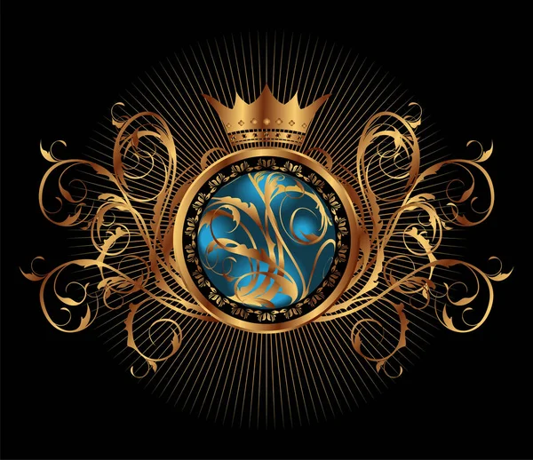 王室の要素を持つ金の王冠 ベクトルイラスト — ストックベクタ