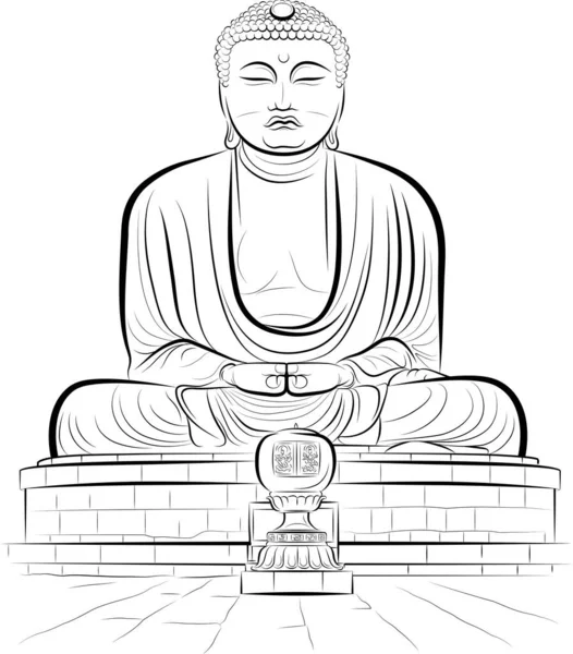 Illustrazione Vettoriale Buddha Disegnato Mano — Vettoriale Stock