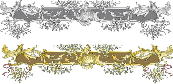 Conjunto Vetorial Com Ornamentos Dourados Prateados Para Design — Vetor de Stock