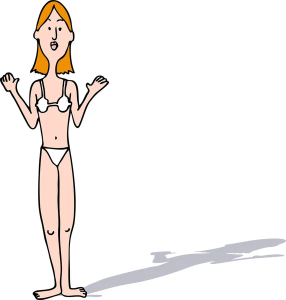 Wanita Kartun Dengan Bikini - Stok Vektor