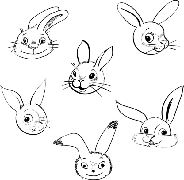 Conjunto Lindos Conejos Dibujos Animados — Vector de stock