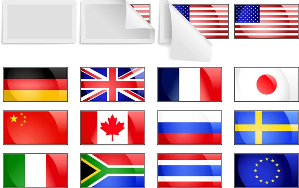 Farklı Dünya Bayrakları Kümesi Vektör — Stok Vektör