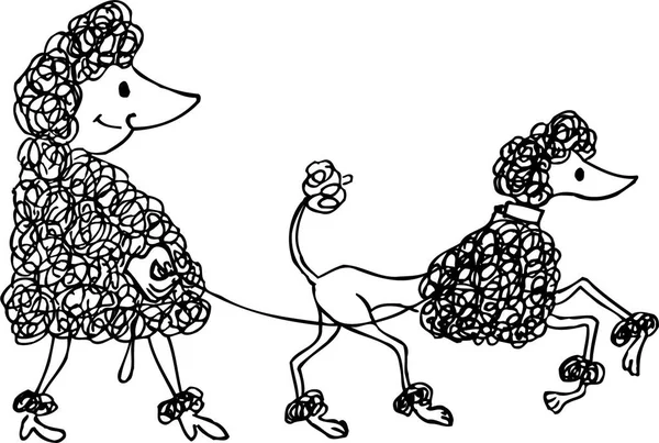 Женщина Собакой Современная Векторная Иллюстрация — стоковый вектор