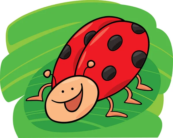 Schattig Lieveheersbeestje Cartoon Illustratie — Stockvector