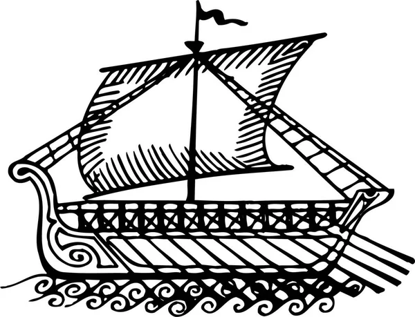 Disegno Vettoriale Una Nave — Vettoriale Stock
