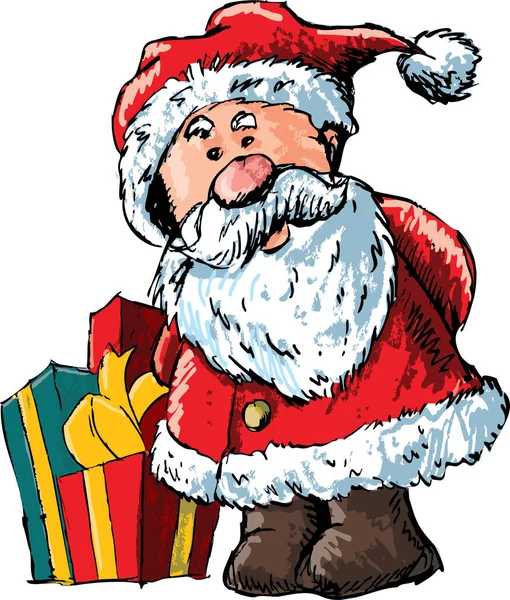 Papai Noel Com Presentes — Vetor de Stock