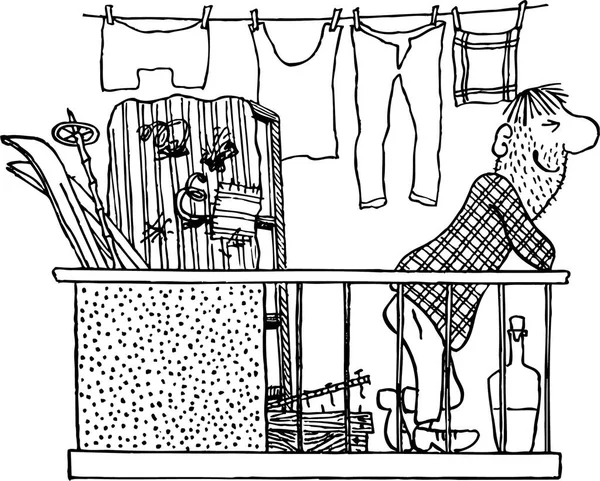 Çamaşırları Olan Bir Adamın Çizgi Film Karakterinin Vektör Çizimi — Stok Vektör