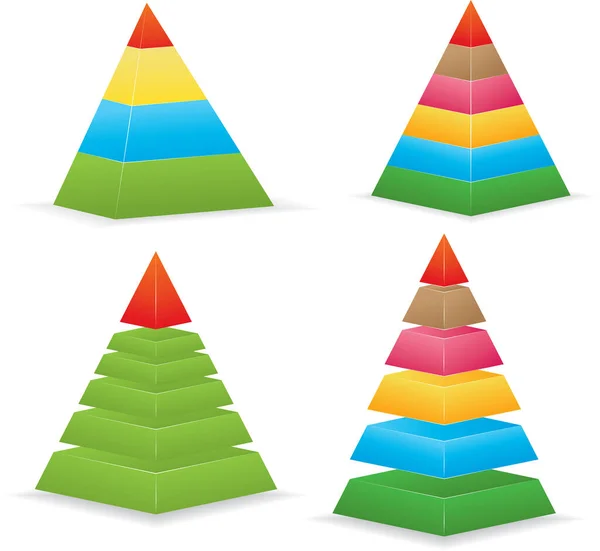 色彩艳丽的三角形金字塔 不同颜色的金字塔 — 图库矢量图片