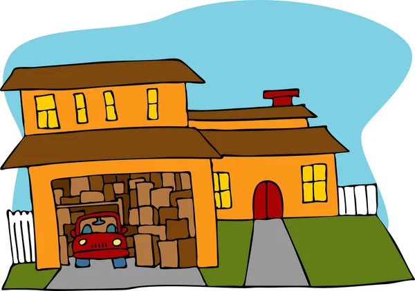 Cartoon Illustration Red House — Stock Vector