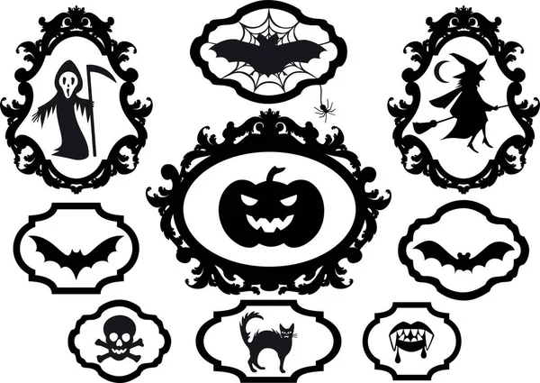 Halloween Σύνολο Τρομακτικών Εικόνων Λευκό Φόντο — Διανυσματικό Αρχείο