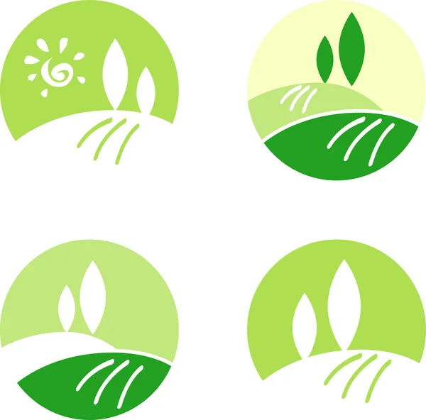 Grüne Blatt Ökologie Logos Vektor Vorlage — Stockvektor