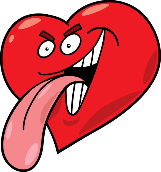Rotes Herz Cartoon Figur Mit Zunge — Stockvektor