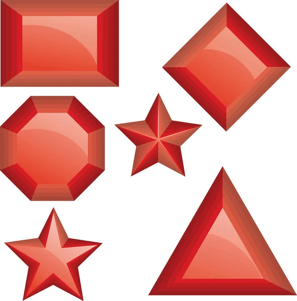 Sada Červených Hvězd Dalších Tvarů — Stockový vektor