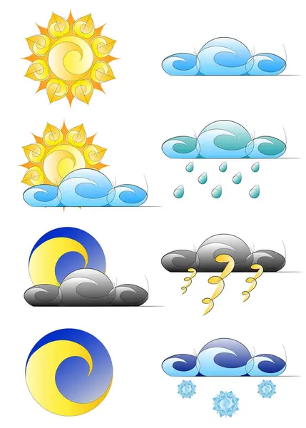 Vector Illustration Weather Icons — Stock Vector