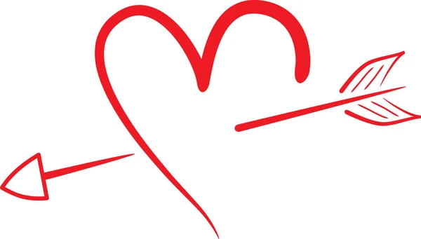 Coeur Rouge Vecteur Avec Flèche — Image vectorielle