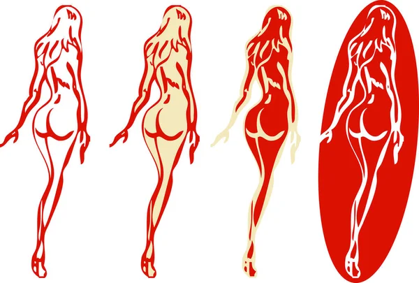 不同姿势的一组女腿 矢量说明 — 图库矢量图片
