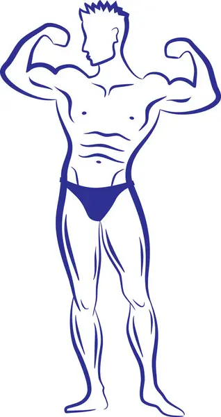 Homem Forte Mostrando Músculos Fortes — Vetor de Stock