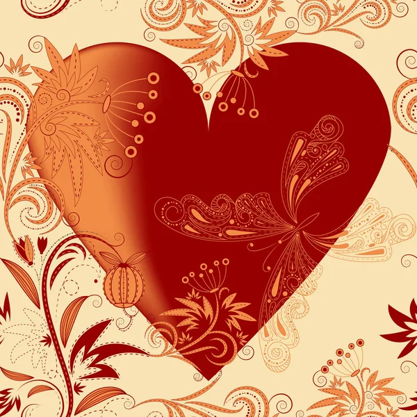 Tarjeta Día San Valentín Con Flores Corazón — Archivo Imágenes Vectoriales