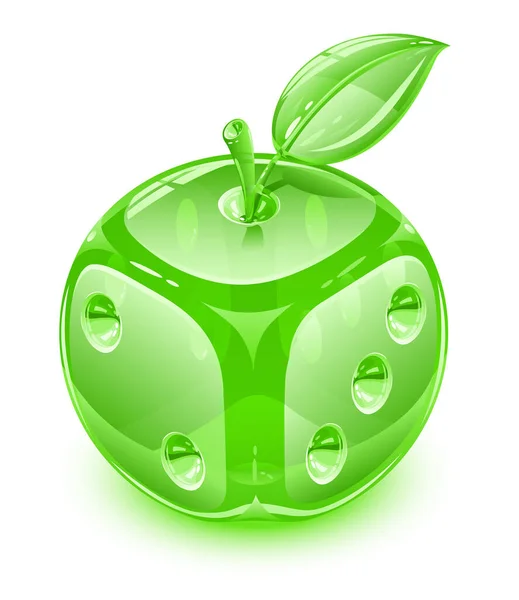 Grüner Apfel Mit Einem Blatt Darauf Auf Weißem Hintergrund — Stockvektor