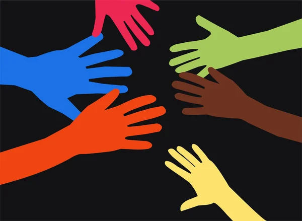 Χέρια Διαφορετικών Χρωμάτων Διανυσματική Απεικόνιση — Διανυσματικό Αρχείο
