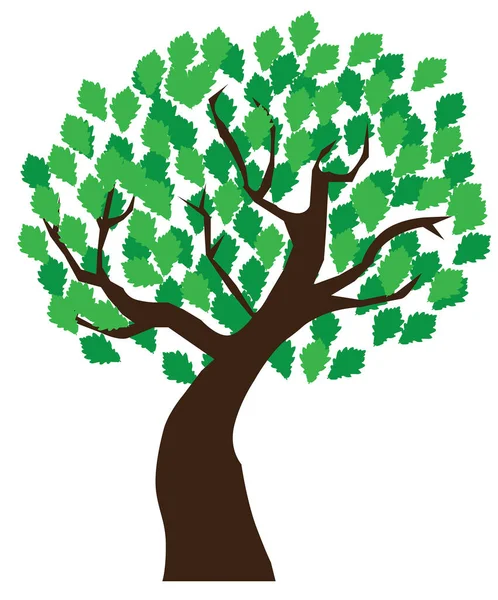 Árvore Com Folhas Verdes Fundo Branco Ilustração Vetorial — Vetor de Stock
