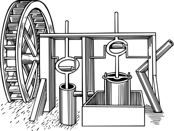 Vektorillustration Einer Holzmühle — Stockvektor