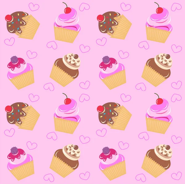 Motif Sans Couture Avec Cupcakes — Image vectorielle