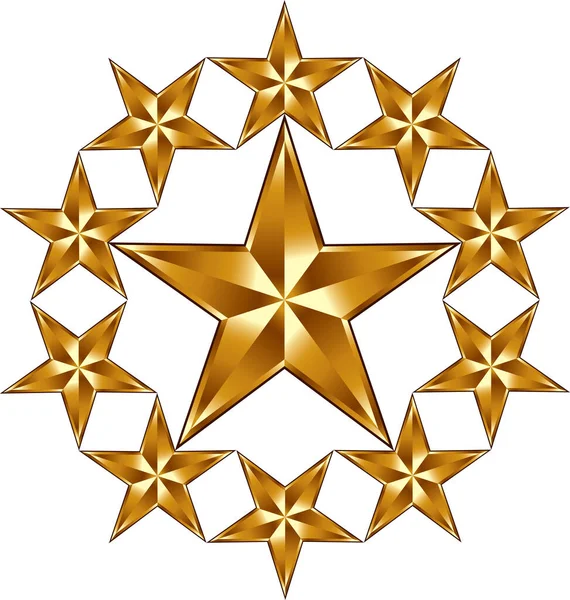 Gyllene Stjärnor Isolerad Vit — Stock vektor