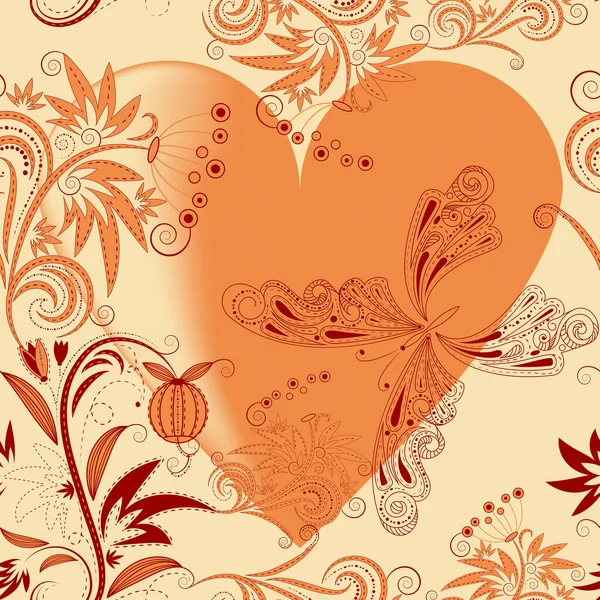 Valentinstag Herz Floralen Vektor Hintergrund — Stockvektor
