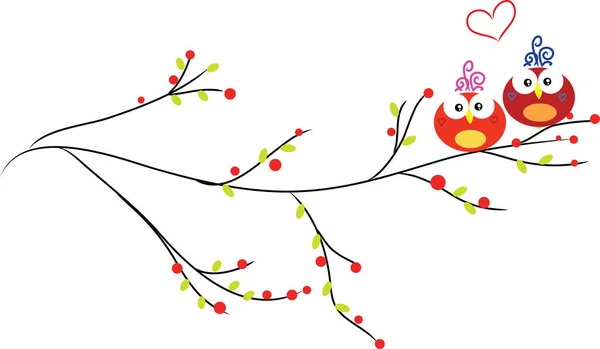 Cute Christmas Birds Vector Illustration — Stock Vector