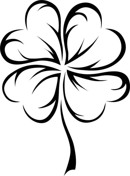 Μαύρη Σιλουέτα Τριφυλλιού Τέσσερα Φύλλα Και Τριφύλλι Διάνυσμα — Διανυσματικό Αρχείο