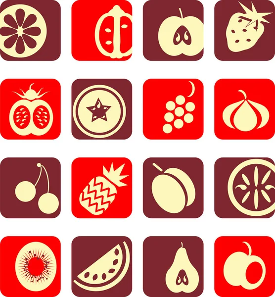 Jeu Vectoriel Icônes Fruits — Image vectorielle