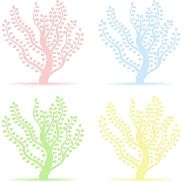 Set Colorful Trees — Stock Vector