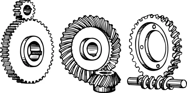 Conjunto Ilustración Vectorial Engranajes — Vector de stock