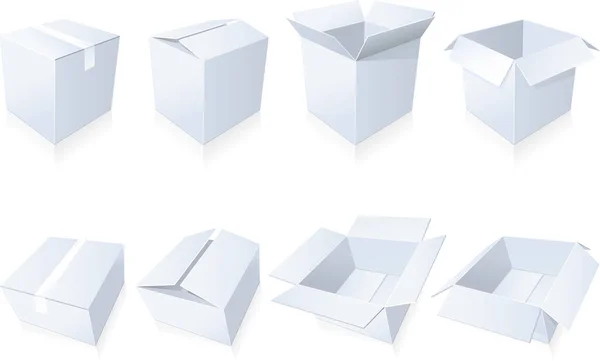 Set Paper Boxes Isolated — Stock Vector
