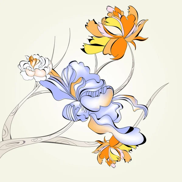 Kwiatowe Tło Kwiaty Liście — Wektor stockowy