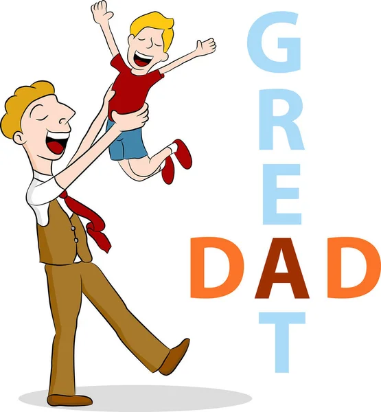 Papà Con Bambino Disegno Illustrazione Vettoriale Papà — Vettoriale Stock