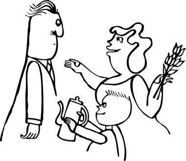 Baba, anne ve oğulun vektör çizimi