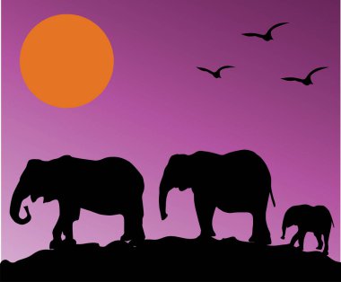 Afrika safarisi vahşi hayvanlar, vektör illüstrasyonu