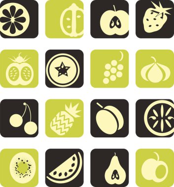 Meyve ikonu seti. Vektör illüstrasyonu